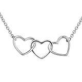 Infinity Love Triple Heart Necklace for Women 925 Sterling Silver Forever Together Three Heart Eternal Love Necklace Family Friends BFF Jewelry for Mom and Daughter FP0060W