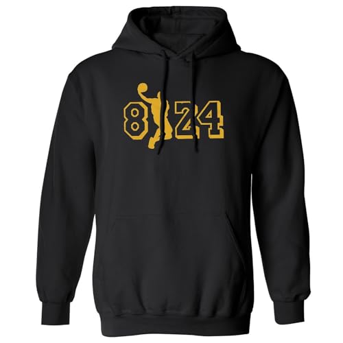 Cup & Branch Mamba Forever Tribute - 8 & 24 Basketball Legend Unisex Hooded Sweatshirt (Black Large)