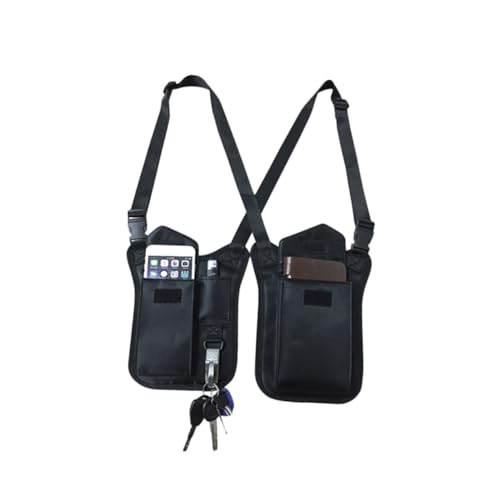 Bolsa de nailon negra antirrobo unisex con tres bolsillos y estuche táctico
