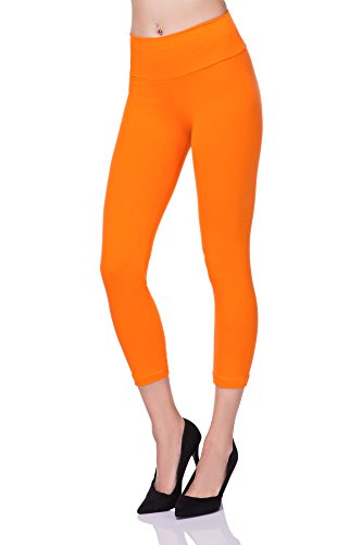 FUTURO FASHION® - Legging Court de Sport - Taille Haute/empiècement Gainant - LWP34 - Orange - 40 Cover