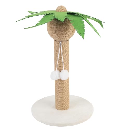 Coconut Tree Cat Rangeing Post, Space Saving Muebles Tower Tower Tower Scratcher para Gatitos Interiores, Construido a Partir de Sisal
