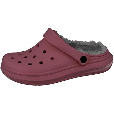 Yinka Shoes Ladies Fleece Lined Dual-Strap Clogs Burgundy 5 Cover