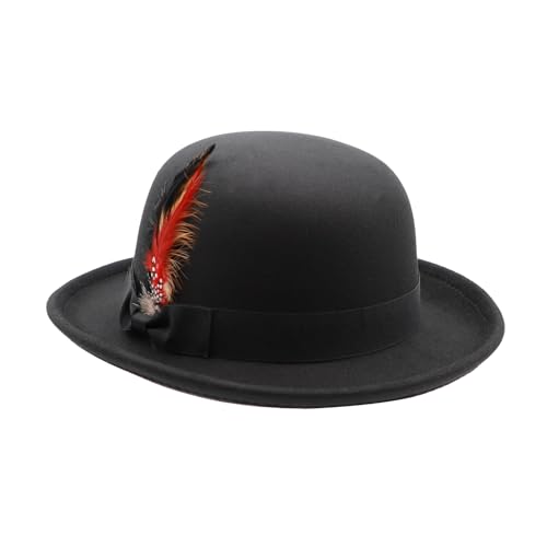 MivBuks Bowler Hut Herren Melone für Damen Zylinder Hut Filzhut Melonenhut Derby Top Hat für Fasching Cosplay Karneval Halloween (DE/NL/SE/PL, Alphanumerisch, L, Schwarz)