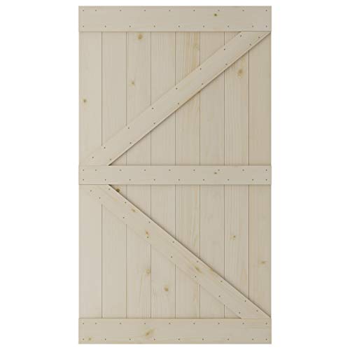 SmartStandard 48in x 84in Sliding Barn Wood Door Pre-Drilled Ready to Assemble, DIY
