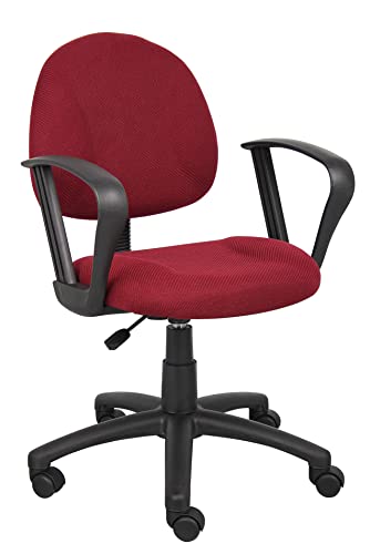 BOSS Office Products Perfect Posture Delux Fabric Task Chair with Loop Arms in Burgundy (B317-BY)