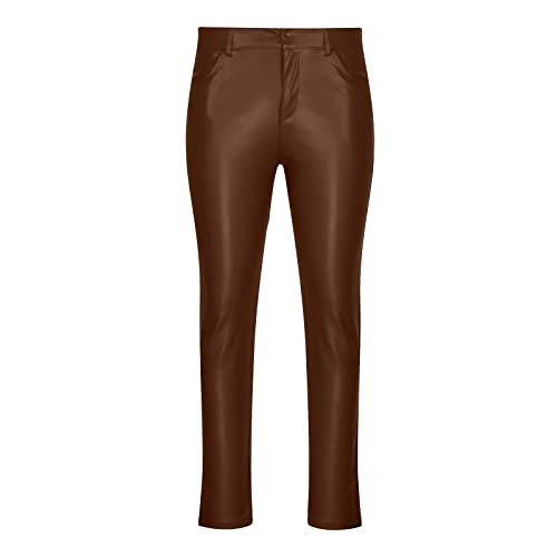 Cambkatl Men's Classic Leather Pants Retro Gothic Slim Fit Fashion Stretch Tight Trousers Night Club Metallic Moto Jeans3