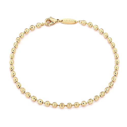 MEVECCO Gold Beaded Bracelets,18K Gold Plated Handmade Minimalist Stackable Thin Bracelets Round Balls Chain Dainty Bracelet for Women - Main Image