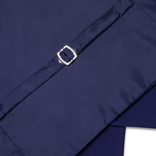Image of Hi-Tie Men's Formal Suit Vest Solid Fit Vest for Men 3 Pockets V Neck Waistcoat Business Wedding Casual