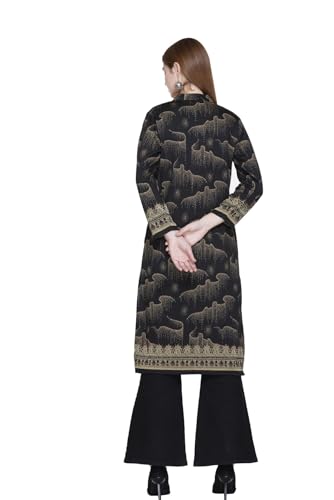 Image of REBECCA Women's Winter Woolen Kurti Jacquard Straight Fit Ethnic Wear with 2 Side Pockets