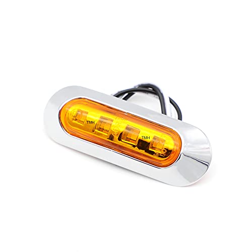 10 Pcs Tmh 3.6 Inch Submersible 4 Led Red & Amber Side Led Marker (5 + 5) 10-30V Dc, Truck Trailer Marker Lights, Marker Light Amber, Rear Side Marker Light, Boat Cab Rv #TOP5
