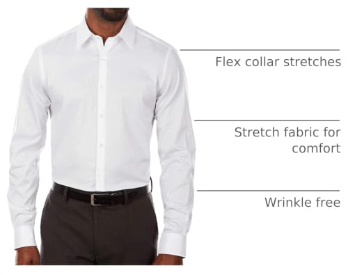 Van Heusen mens Slim Fit Flex Collar Stretch Solid Dress Shirt, White, 18.5 Neck 34 -35 Sleeve XX-Large US by Van Heusen - Used condition - US$21.69