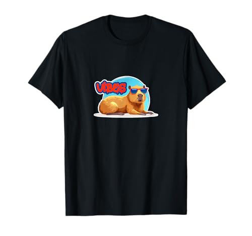 Chill Capybara Vibes Gafas De Sol Meme Camiseta