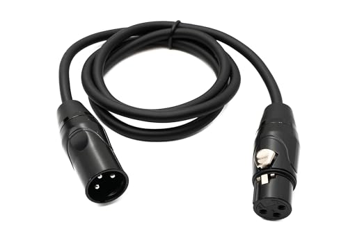 System-S Audio Kabel 100 cm XLR 3 Pin Stecker zu Buchse Adapter in Schwarz
