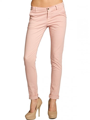 Caspar KHS037 Pantalon Skinny fit Chino en Coton pour Femme, Couleur:Rose, Taille:XL - FR44