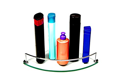 Porta Shampoo de Canto Curvo em Vidro Incolor Lapidado - Aquabox - 25cmx25cmx8mm