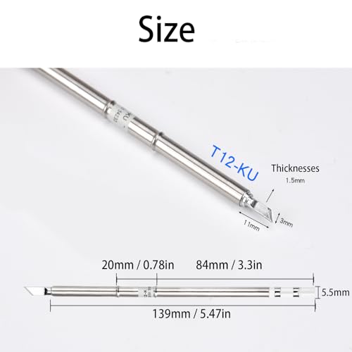 Image of T12 KU Soldering Tip, Copper Soldering Iron Tip, Replacement Soldering Head, Electric Welding Tool Accessory for Soldering Iron