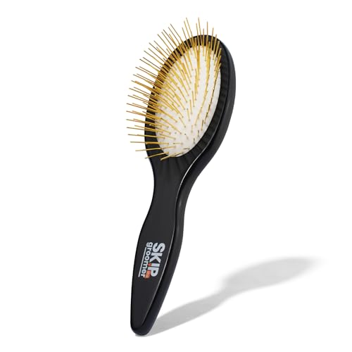 Pin Brush for Dogs Gentle Dog Brush for Long Haired Dogs Routine Essential for Goldendoodles Poodles & Doodles No-Scratch Rounded Pins for Sensitive Skin Flexible Cushion Base Skip the Groomer