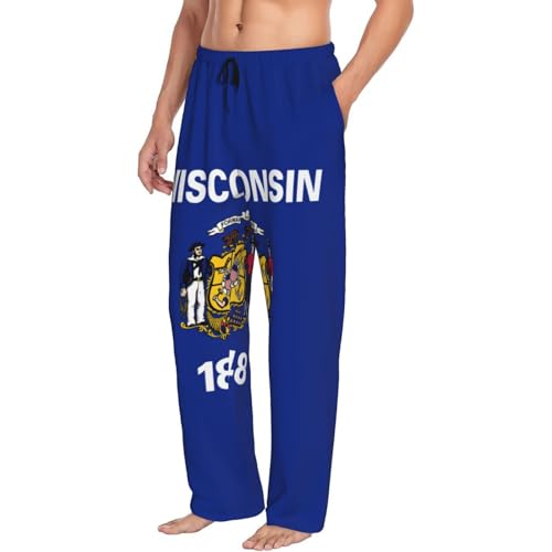 Wisconsin State Flag print Pajama Pants Ultra Lightweight Pjs Bottoms Sleepwear Bottom Pants with Pocket Drawstring2