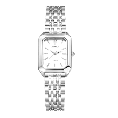 Avaner Womens Bracelet Square Watches: Gold Silver Stainless Steel Strap Analog Quartz Elegant Wrist Watches