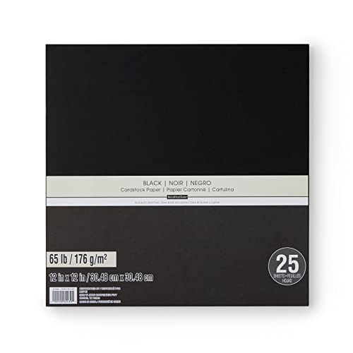 12" x 12" Black Cardstock Paper by Recollections - Acid and Lignin Free Paper for Scrapbooks, Arts & Crafts - 25 Sheets