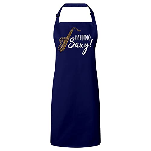 Tablier saxophone bleu marine idéal pour vos barbecues et soirées jazz