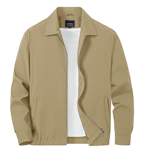 Tacvasen Men's Casual Lightweight Jacket Active Bomber Jacket Windbreaker Khaki, 2Xl #TOP10