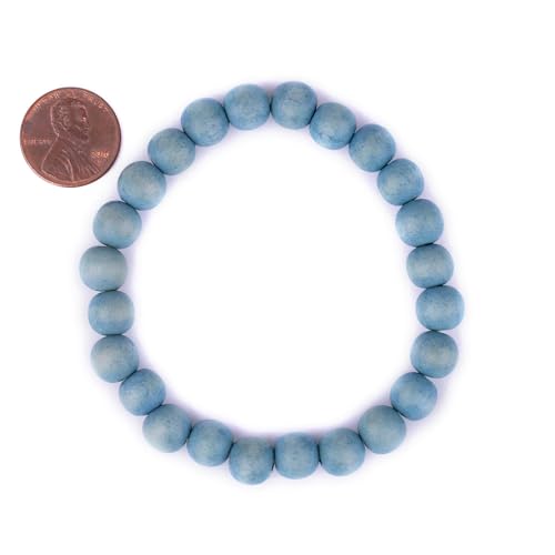 TheBeadChest Wood Stretch Bracelet, Light Blue - Stackable Beaded Jewelry, Unisex for Men & Women2