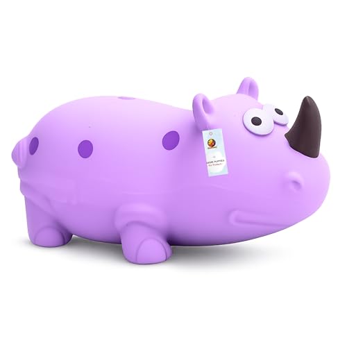 Foodie Puppies Dog Squeaky Chew Latex Rubber Toy - (Purple Rhino) | for Small Dogs & Puppies | Durable, Soft, Animal Design, Fetch & Chew Safe Play To