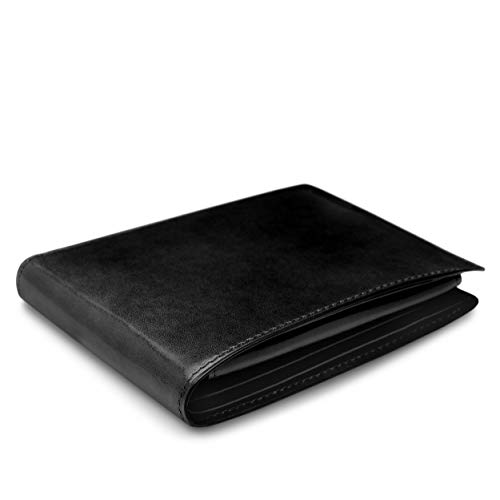 Image of Bosca Men's Leather Wallet with Removable ID Passcase - Bifold Wallet for Men With 8 Card Slots, Premium Hand-Stained Leather With Gift Packaging, Black