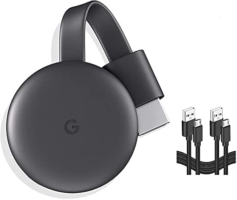 Google Chromecast - Streaming Device with HDMI Cable - Stream Shows, Music, Photos, and Sports from Your Phone to Your TV with Extra Cable- Charcoal