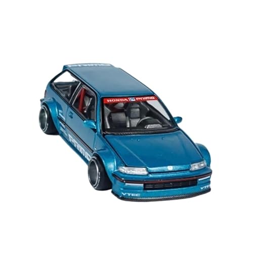 Civic EF V1 miniature 1:64 en alliage avec capot ouvrable bleu