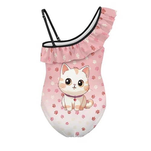 Swimsuits for Girls 3-14 Years Summer 1-Shouler Ruffle Bathing Suit Beach Kids One Piece Swimming Suits2