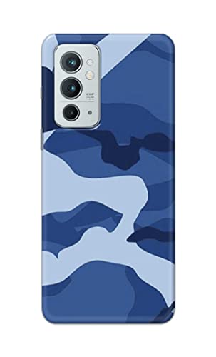 Image of Printed Hard Back Cover Case for OnePlus 9RT 5G Back Cover (Army Blue Pattern) -1302