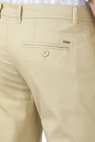 Image of Peter England Men's Straight Fit Mid Rise Chino Casual Trouser with Premium Dobby