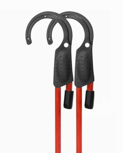 Image of Lucky Straps 80 inch Adjustable Bungee Cords with Hooks, Red, 4 Pack | UV-resistant Elastic Bungee Straps Adjust from 6.5 inch to 80 inch with Superior Stretch to Secure Cargo, Tents, Bikes & Luggage