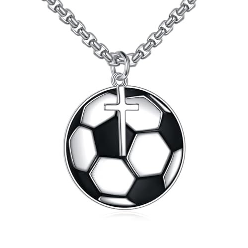 YFN Soccer Necklace Sterling Silver Never Give Up Pendant