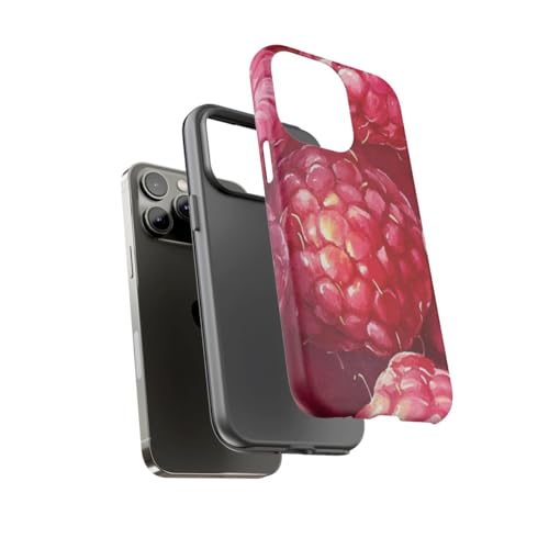 Coque rigide mate iPhone 14 Pro Max rose Aquarelle Framboises anti-trace - 3