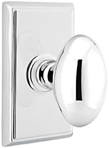 Emtek Juego de privacidad, roseta rectangular, pomo de huevo, cromo pulido