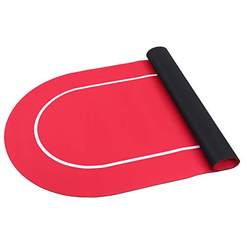 Jigitz Poker Mat Red And White 70 X 35In Non-Slip Poker Table Game Mat - Card Game Rubber Mat With Black Carrying Case #TOP2