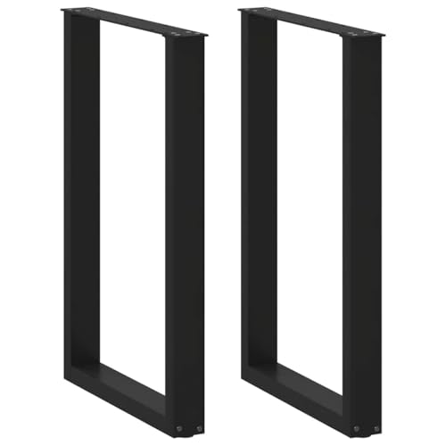 Lumanois Pieds de Table de Bar en U Lot de 2 Noir 60 x 90-91 cm Acier Thermolaqué, Supports Métalliques Réglables avec Niveleurs Vis Incluses, Piètement Mange-Debout...