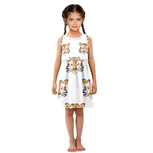 Girls Sleeveless Dress, Tiger Head Summer Dresses Loose Fit Casual Sundress4