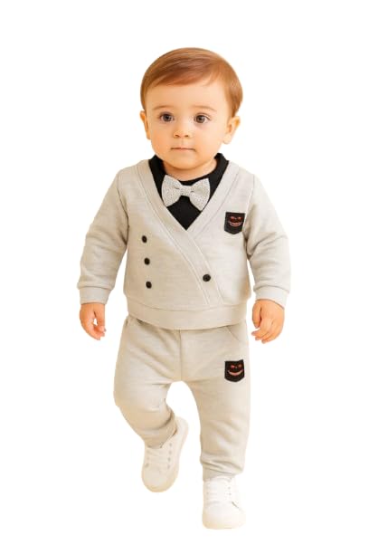 Boys Hosiery Suit Set | Blazer Style Sweatshirt with Matching Pants | 2-Piece Outfit for Kids Party, Wedding & Casual Wear-image-42