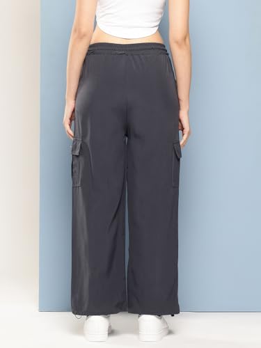 Image of Aarika Womens Casual Wear Black Colour Solid Crep Cargo Pant