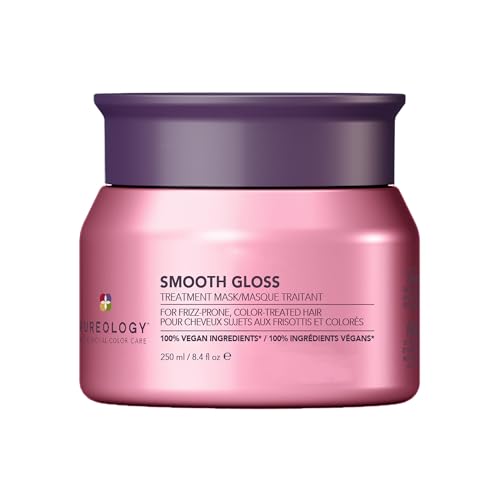 Pureology Smooth Gloss Treatment Mask - Smoothing Hair Mask Instantly Detangles & Conditions Frizz Control & Humidity Protection For Frizz-Prone Color-Treated Hair Vegan 8.5 Fl Oz