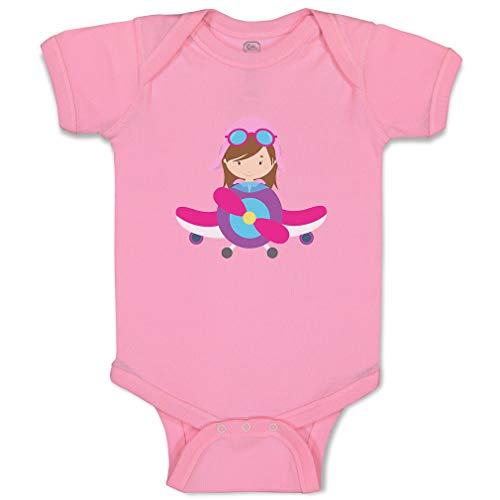Cute Rascals Custom Boy & Girl Baby Bodysuit Pilot Girl Airplane Funny Cotton Baby Clothes Soft Pink Design Only Newborn