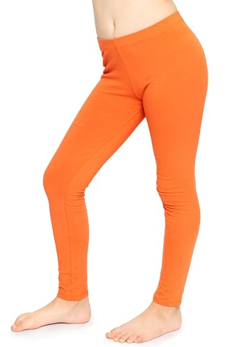 STRETCH IS COMFORT Girls Cotton Leggings Orange Small