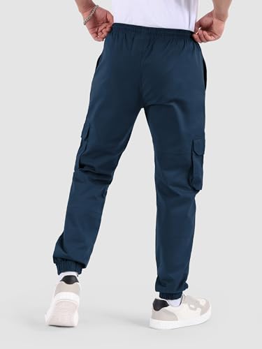 Image of Beyoung Cotton Regular Fit Heavy Gauge Cargo Joggers for Men | Ribbed Hem | Spacious Pockets | Track Pants | Elastic Waistband | Cargo for Men