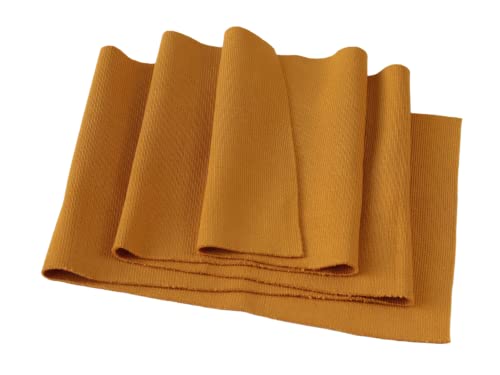 Image of TinaKim Ribbing Fabric for Cuffs, for Ribed Knit Material for Jacket Pants Sweaters Sewing (Strip of Yellow, 40x8in)