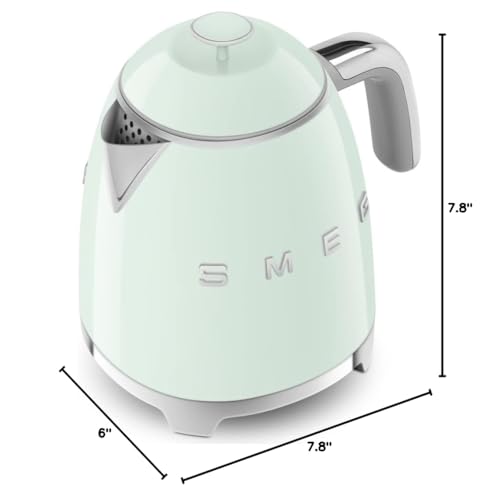 Image of SMEG Mini 50's Retro Style 3 Cup Electric Kettle with Double Wall Anti Slip Base and Water Level Indicator (Pastel Green)