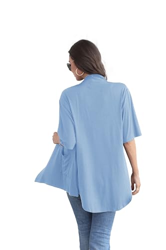 Image of ADANIKI Women 2026 Summer Lightweight Cardigan, Short Sleeve Open Front Casual Trendy Womens Kimono Cover Up with Pocket
